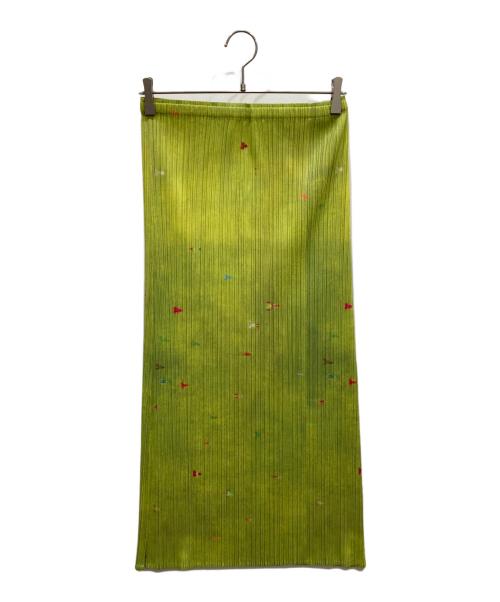 PLEATS PLEASE（プリーツプリーズ）PLEATS PLEASE (プリーツプリーズ) 水彩プリントプリーツスカート イエロー サイズ:5の古着・服飾アイテム