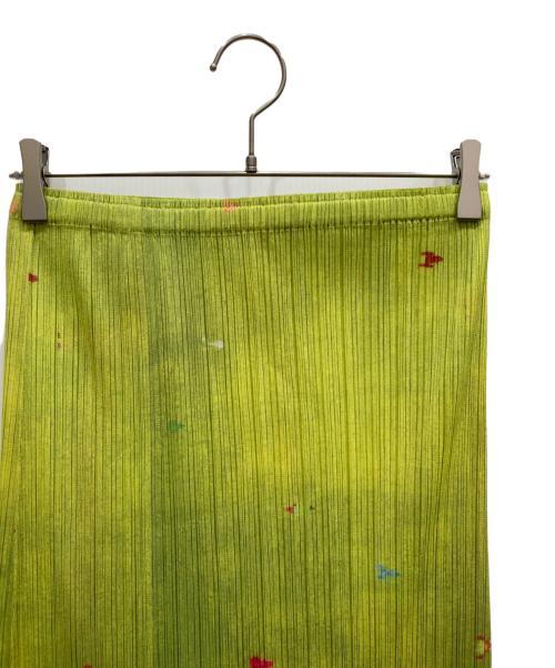 PLEATS PLEASE（プリーツプリーズ）PLEATS PLEASE (プリーツプリーズ) 水彩プリントプリーツスカート イエロー サイズ:5の古着・服飾アイテム