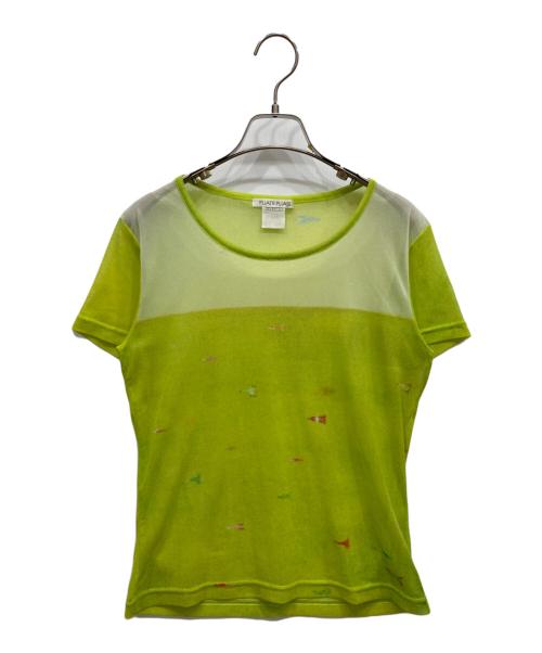 PLEATS PLEASE（プリーツプリーズ）PLEATS PLEASE (プリーツプリーズ) シアーブラウス イエロー サイズ:5の古着・服飾アイテム