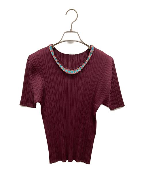 PLEATS PLEASE（プリーツプリーズ）PLEATS PLEASE (プリーツプリーズ) プリーツカットソー ボルドー サイズ:3の古着・服飾アイテム