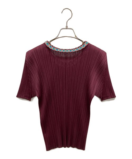 PLEATS PLEASE（プリーツプリーズ）PLEATS PLEASE (プリーツプリーズ) プリーツカットソー ボルドー サイズ:3の古着・服飾アイテム