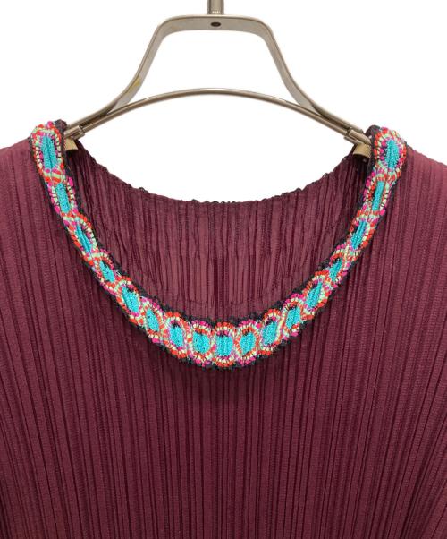 PLEATS PLEASE（プリーツプリーズ）PLEATS PLEASE (プリーツプリーズ) プリーツカットソー ボルドー サイズ:3の古着・服飾アイテム