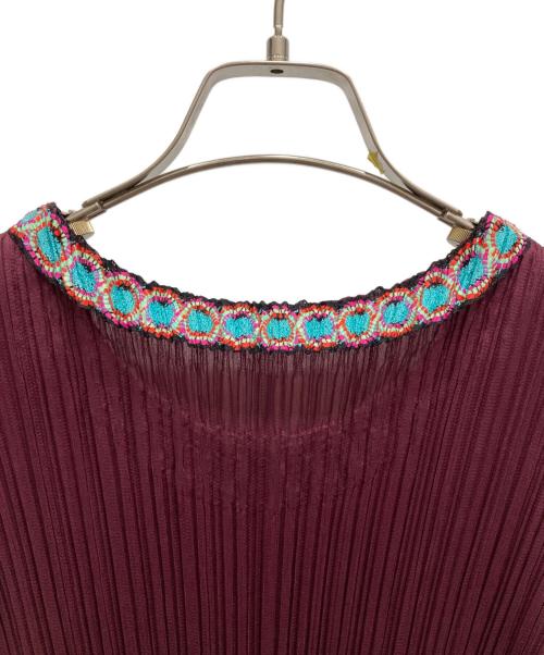 PLEATS PLEASE（プリーツプリーズ）PLEATS PLEASE (プリーツプリーズ) プリーツカットソー ボルドー サイズ:3の古着・服飾アイテム