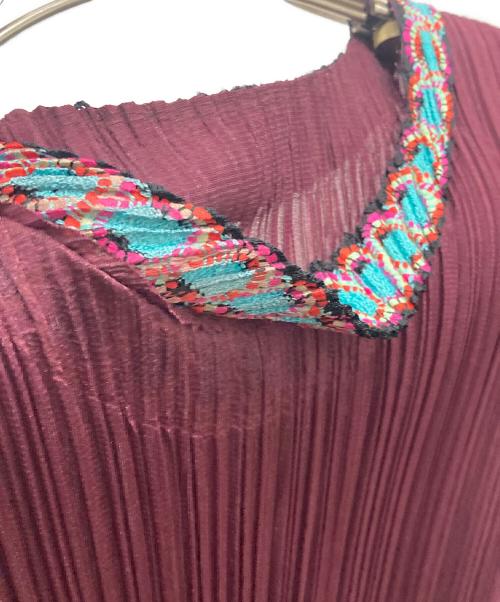 PLEATS PLEASE（プリーツプリーズ）PLEATS PLEASE (プリーツプリーズ) プリーツカットソー ボルドー サイズ:3の古着・服飾アイテム
