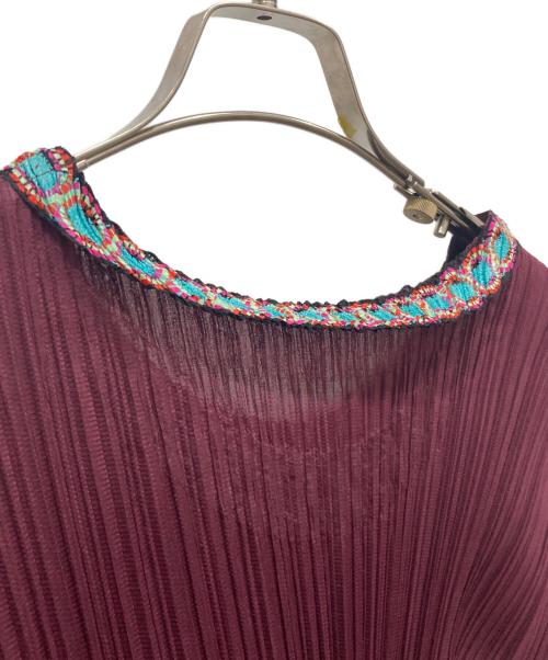 PLEATS PLEASE（プリーツプリーズ）PLEATS PLEASE (プリーツプリーズ) プリーツカットソー ボルドー サイズ:3の古着・服飾アイテム