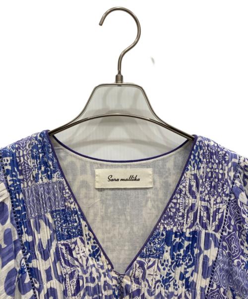 sara mallika（サラマリカ）sara mallika (サラマリカ) 24SS Tile Pattern Shirring Dress ネイビー サイズ:Mの古着・服飾アイテム