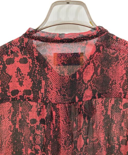 Hysteric Glamour（ヒステリックグラマー）Hysteric Glamour (ヒステリックグラマー) SKULL PYTHON柄 フリルボウタイブラウス ピンク サイズ:freeの古着・服飾アイテム