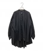 mizuiro-indミズイロインド）の古着「ピンタックパフスリーブシャツ」｜ブラック