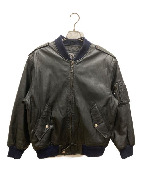 BUGLE BOY（ビューグルボーイ）BUGLE BOY (ビューグルボーイ) 90’ｓレザーフライトジャケット ブラック サイズ:SIZE Mの古着・服飾アイテム