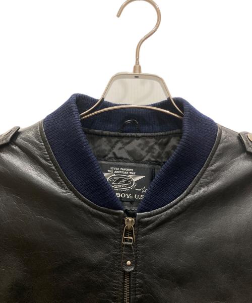 BUGLE BOY（ビューグルボーイ）BUGLE BOY (ビューグルボーイ) 90’ｓレザーフライトジャケット ブラック サイズ:SIZE Mの古着・服飾アイテム