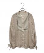 ackaエーシーケーエー）の古着「バンドカラーシアーシャツ」｜ベージュ