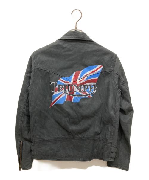 PAUL SMITH（ポールスミス）Paul Smith (ポールスミス) triumph (トライアンフ) ダブルライダースジャケット グレー サイズ:Ⅼの古着・服飾アイテム