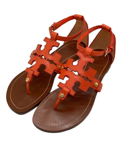TORY BURCH（トリーバーチ）TORY BURCH (トリーバーチ) サンダル ブラウン×オレンジ サイズ:7の古着・服飾アイテム