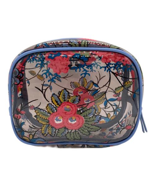 TORY BURCH（トリーバーチ）TORY BURCH (トリーバーチ) クリアボタニカルポーチ ブルーの古着・服飾アイテム