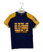 Championチャンピオン）の古着「College Tee」｜ネイビー×イエロー