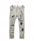 DIESELディーゼル）の古着「ワッペンデニムパンツ」｜ホワイト