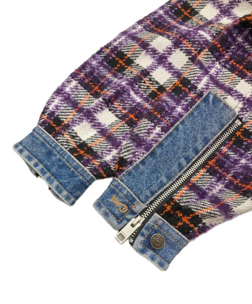 DIESEL（ディーゼル）DIESEL (ディーゼル) ツイードデニムジャケット パープル サイズ:XXSの古着・服飾アイテム