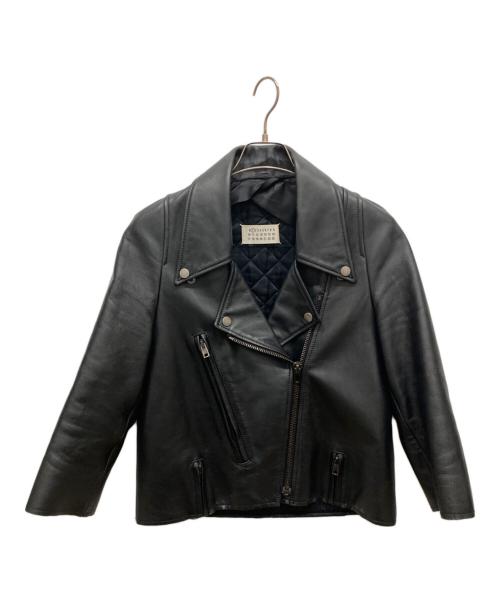 Maison Margiela（メゾンマルジェラ）Maison Margiela (メゾンマルジェラ) カットオフレザーライダースジャケット ブラック サイズ:38の古着・服飾アイテム