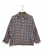 VANDERBILTヴァンダービルト）の古着「60-70’ｓプリントネルパジャマシャツ」｜ブルー×ベージュ