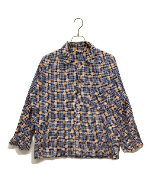 VANDERBILT（ヴァンダービルト）vanderbilt (ヴァンダービルト) 60-70’ｓプリントネルパジャマシャツ ブルー×ベージュ サイズ:-の古着・服飾アイテム