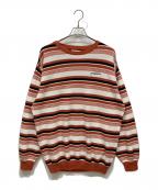 YARDSALEヤードセール）の古着「コットン ボーダーニット」｜オレンジ×ホワイト