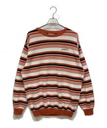 YARDSALE（ヤードセール）の古着「コットン ボーダーニット」｜オレンジ×ホワイト