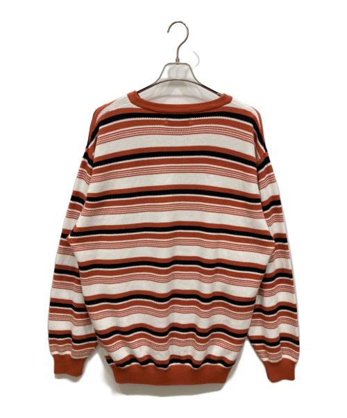 YARDSALE（ヤードセール）yardsale (ヤードセール) コットン ボーダーニット オレンジ×ホワイト サイズ:XLの古着・服飾アイテム