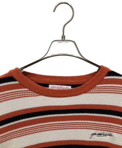 YARDSALE（ヤードセール）yardsale (ヤードセール) コットン ボーダーニット オレンジ×ホワイト サイズ:XLの古着・服飾アイテム