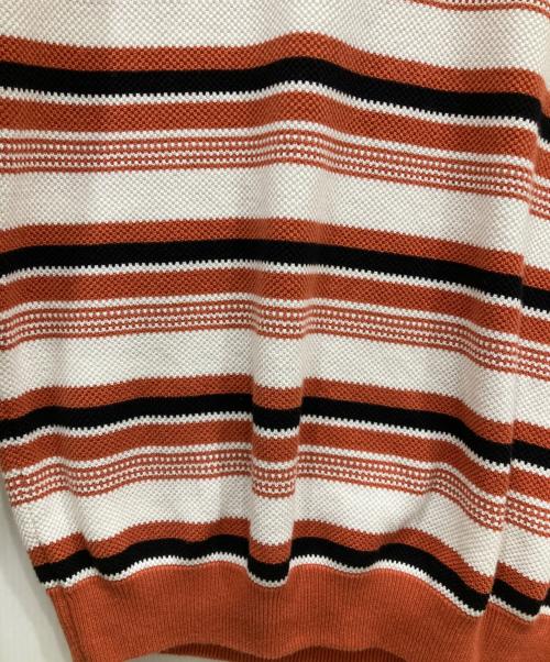 YARDSALE（ヤードセール）yardsale (ヤードセール) コットン ボーダーニット オレンジ×ホワイト サイズ:XLの古着・服飾アイテム
