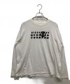 MM6 Maison Margielaエムエムシックスメゾンマルジェラ）の古着「ロゴ オーバーサイズ ロングスリーブ T シャツ」｜ホワイト