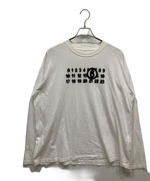 MM6 Maison Margiela（エムエムシックスメゾンマルジェラ）MM6 Maison Margiela (エムエムシックスメゾンマルジェラ) ロゴ オーバーサイズ ロングスリーブ T シャツ ホワイト サイズ:Ⅼの古着・服飾アイテム