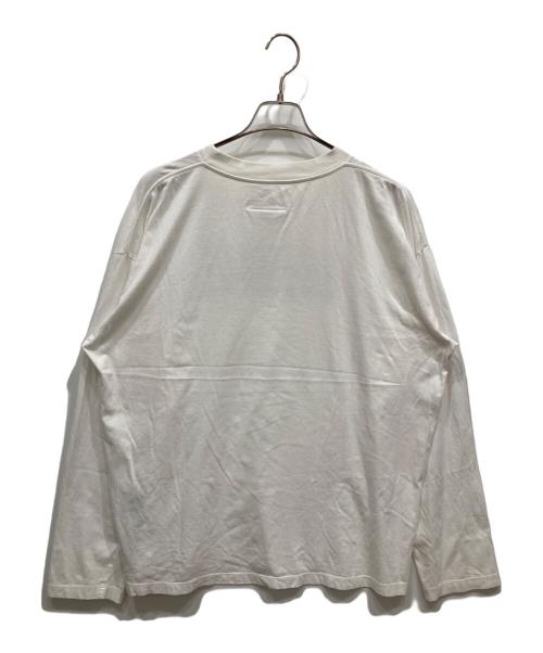 MM6 Maison Margiela（エムエムシックスメゾンマルジェラ）MM6 Maison Margiela (エムエムシックスメゾンマルジェラ) ロゴ オーバーサイズ ロングスリーブ T シャツ ホワイト サイズ:Ⅼの古着・服飾アイテム