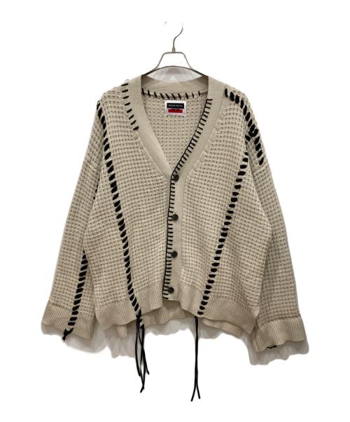MAISON SPECIAL（メゾンスペシャル）MAISON SPECIAL (メゾンスペシャル) 鬼ワッフルクレイジーステッチプライムオーバーVネックカーディガン ベージュ サイズ:2の古着・服飾アイテム
