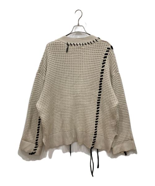 MAISON SPECIAL（メゾンスペシャル）MAISON SPECIAL (メゾンスペシャル) 鬼ワッフルクレイジーステッチプライムオーバーVネックカーディガン ベージュ サイズ:2の古着・服飾アイテム