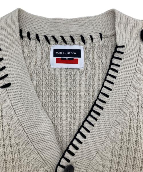 MAISON SPECIAL（メゾンスペシャル）MAISON SPECIAL (メゾンスペシャル) 鬼ワッフルクレイジーステッチプライムオーバーVネックカーディガン ベージュ サイズ:2の古着・服飾アイテム