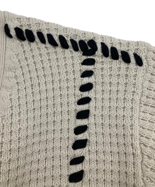 MAISON SPECIAL（メゾンスペシャル）MAISON SPECIAL (メゾンスペシャル) 鬼ワッフルクレイジーステッチプライムオーバーVネックカーディガン ベージュ サイズ:2の古着・服飾アイテム