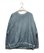 MAISON SPECIALメゾンスペシャル）の古着「Heavy-Weight Sweat Embroidery Damage Over-Dye Crew Neck Pullover」｜ブルー