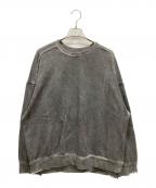 MAISON SPECIALメゾンスペシャル）の古着「Heavy-Weight Sweat Embroidery Damage Over-Dye Crew Neck Pullover」｜グレー