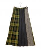 O'NEIL OF DUBLINオニールオブダブリン）の古着「切替チェックスカート」｜グリーン