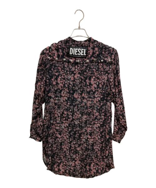 DIESEL（ディーゼル）DIESEL (ディーゼル) レーヨンシャツワンピース ブラック×ピンク サイズ:SIZE XXSの古着・服飾アイテム