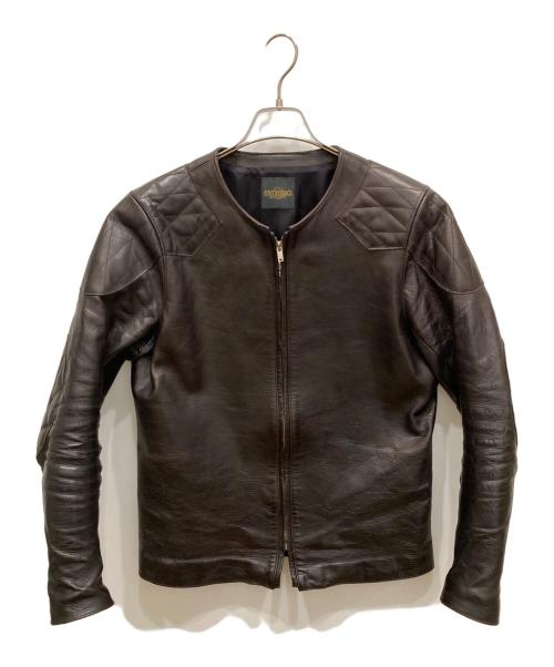 FINE CREEK &CO（ファインクリーク＆コー）FINE CREEK ＆CO (ファインクリーク＆コー) BAD ノーカラーレザージャケット ブラウン サイズ:38の古着・服飾アイテム