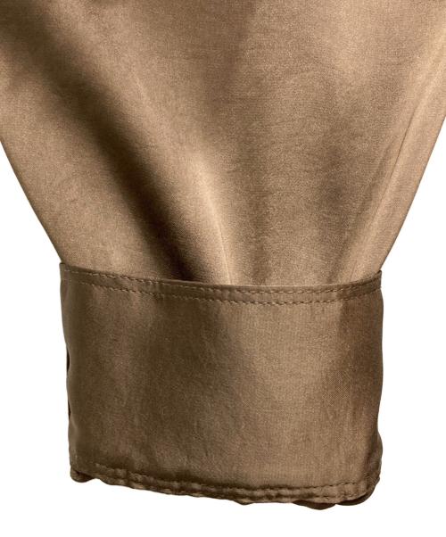 MOTOMACHI Zelal（モトマチゼラール）MOTOMACHI Zelal (モトマチゼラール) ヴィンテージサテンサイドギャザー＆フレアーワンピース ブラウン サイズ:Ⅼの古着・服飾アイテム