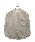 chignonシニヨン）の古着「カットジャガードブラウス」｜ホワイト