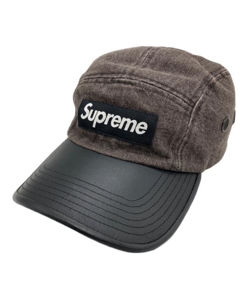 SUPREME（シュプリーム）Supreme (シュプリーム) Denim Leather Visor Camp Cap ブラックの古着・服飾アイテム