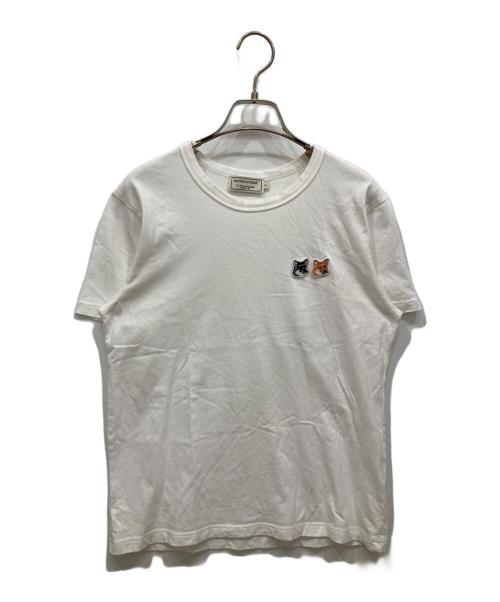 maison kitsune（メゾンキツネ）MAISON KITSUNE (メゾンキツネ) ビッグパステルフォックスヘッドロゴTシャツ ホワイト サイズ:Sの古着・服飾アイテム