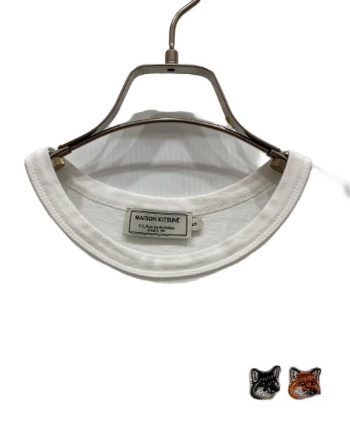 maison kitsune（メゾンキツネ）MAISON KITSUNE (メゾンキツネ) ビッグパステルフォックスヘッドロゴTシャツ ホワイト サイズ:Sの古着・服飾アイテム