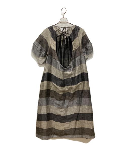Lachement（ラシュモン）LACHEMENT (ラシュモン) ボーダーバックオープンワンピース グレー サイズ:36の古着・服飾アイテム