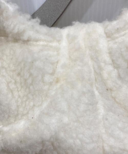 noir kei ninomiya（ノワール ケイ ニノミヤ）noir kei ninomiya (ノワール ケイ ニノミヤ) Fur Crop Top Leather Trim ホワイト サイズ:Sの古着・服飾アイテム