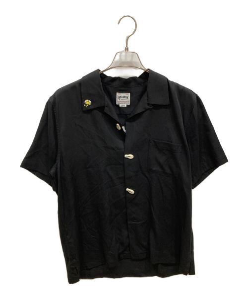 HOUSTON（ヒューストン）HOUSTON (ヒューストン) PEANUTS (ピーナッツ) BOWLING SHIRT ブラック サイズ:Lの古着・服飾アイテム