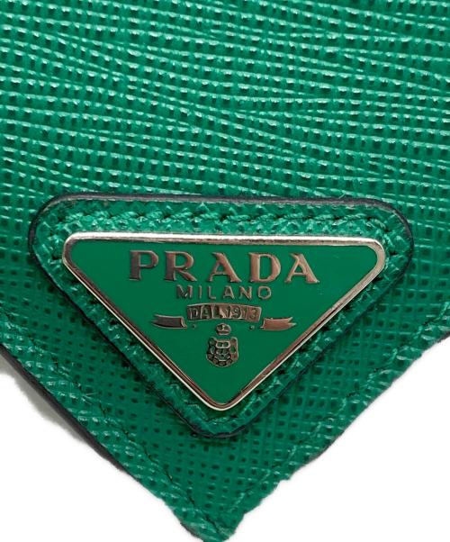 PRADA（プラダ）PRADA (プラダ) サフィアーノトライアングル カードケース グリーンの古着・服飾アイテム